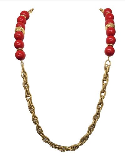 givenchy necklace redtubeparis|Vintage 1977 Signed Givenchy Goldtone Red Sautoir Necklace.